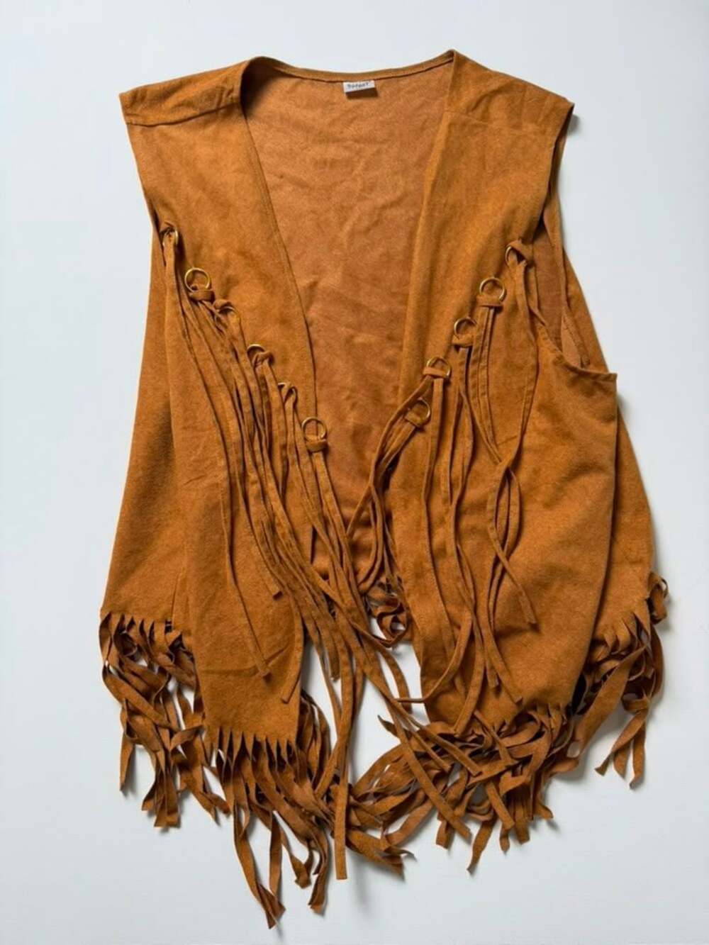 Western Cowgirl Rodeo Faux Suede Tassel Fringe Vest Sleeveless Cardigan